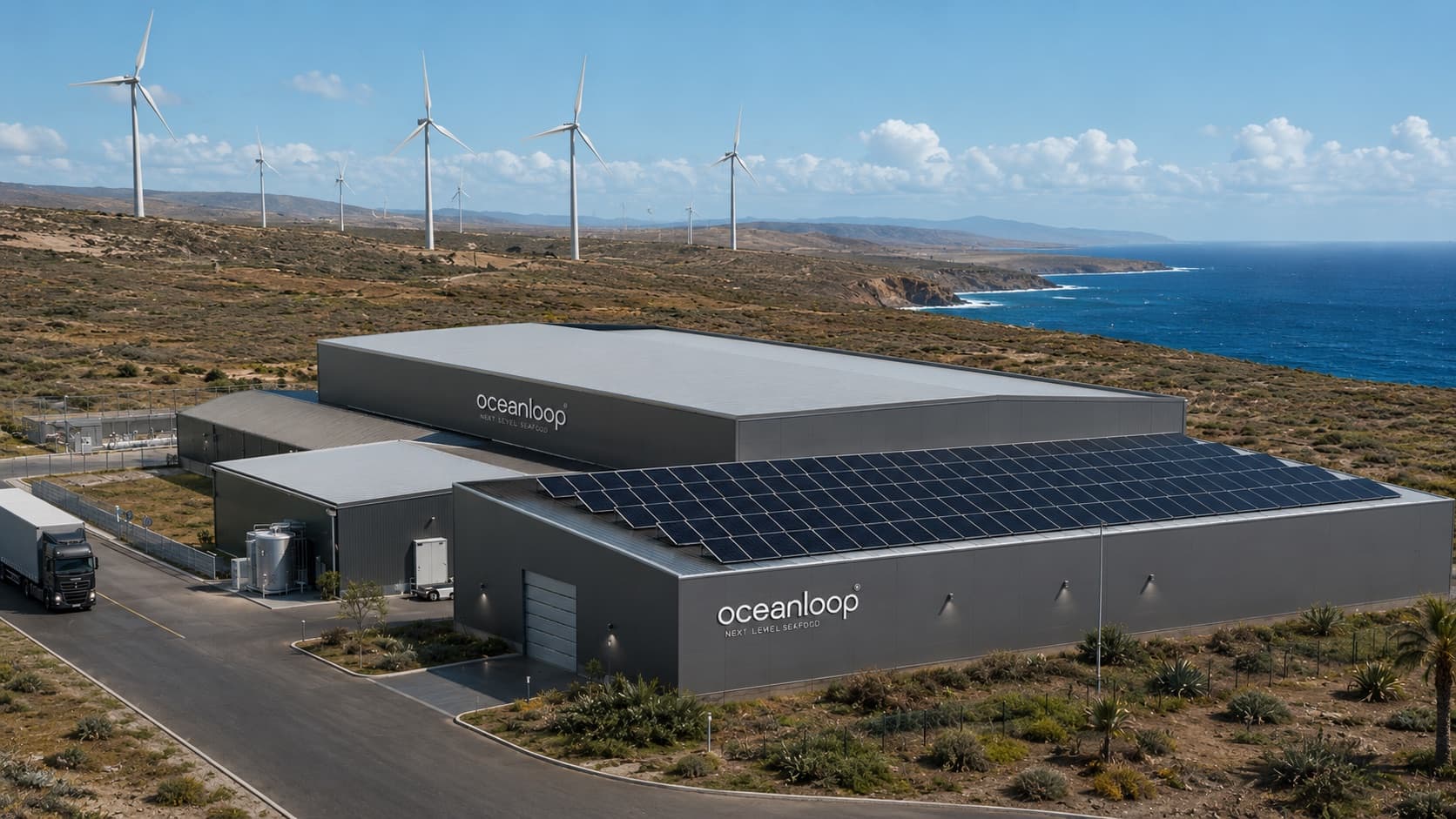 Render of the planned Oceanloop Europe RAS facility at Arinaga, Gran Canaria