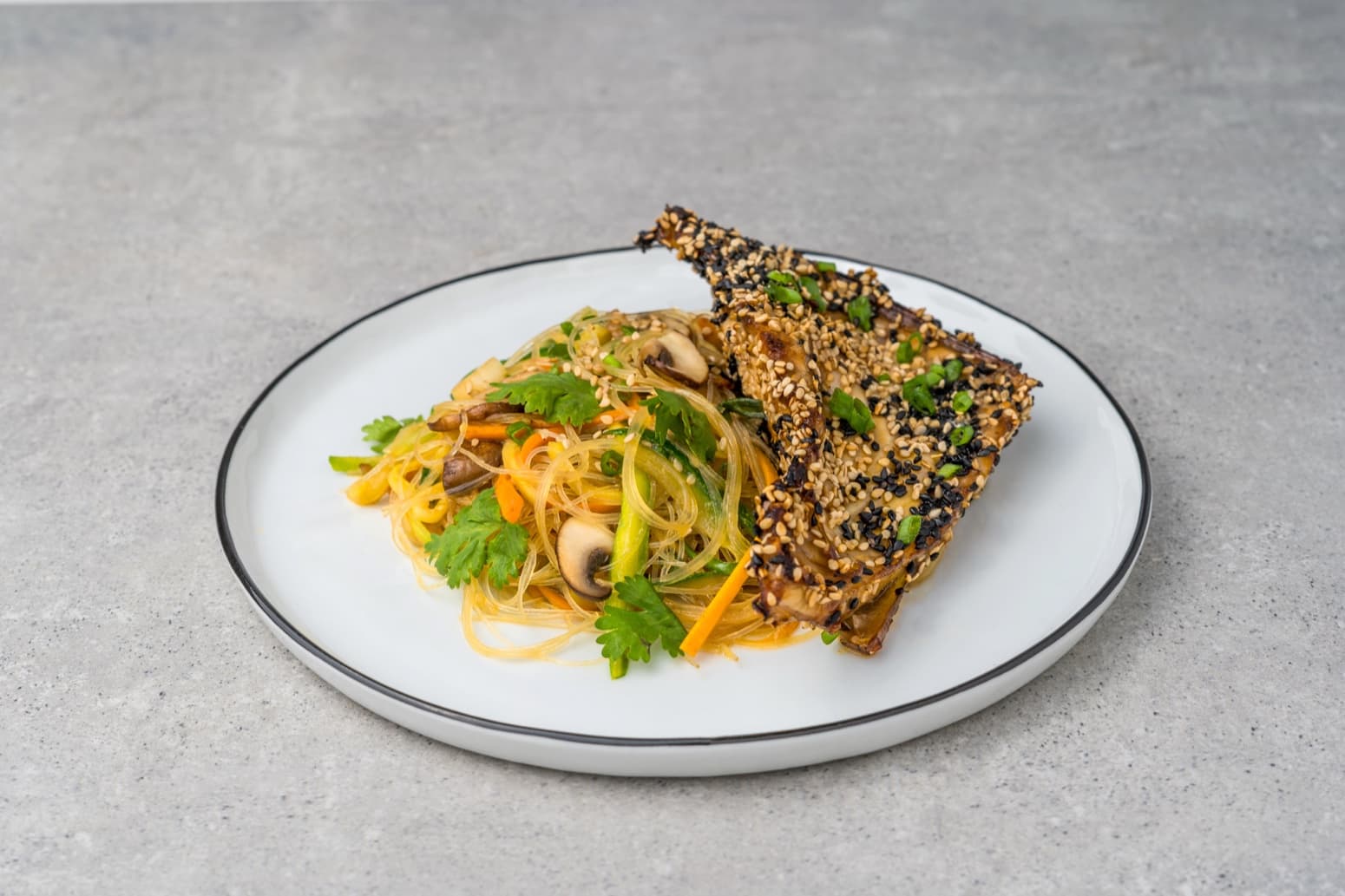 Giant grouper collar with soy sauce and sesame