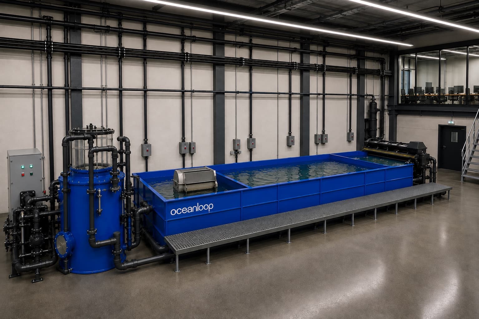 The Oceanloop 100 research unit installed in a laboratory hall